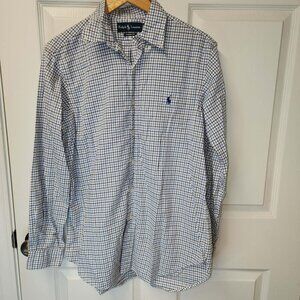 Ralph Lauren classic fit button down blue white checkered pattern Men Medium